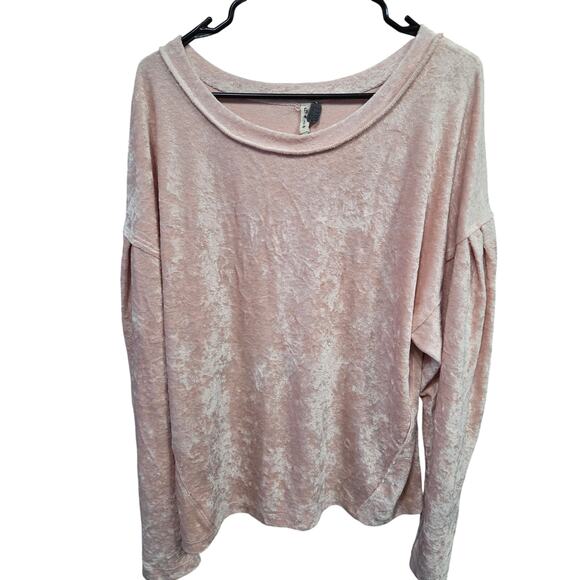 We The Free Tops - Pink Crushed Velvet Long Sleeve - We the Free - L